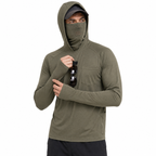Lichtgewicht Sneldrogend UPF 50+ UV-Shirt met Capuchon en Ingebouwde Nekwarmer/Gezichtsmasker