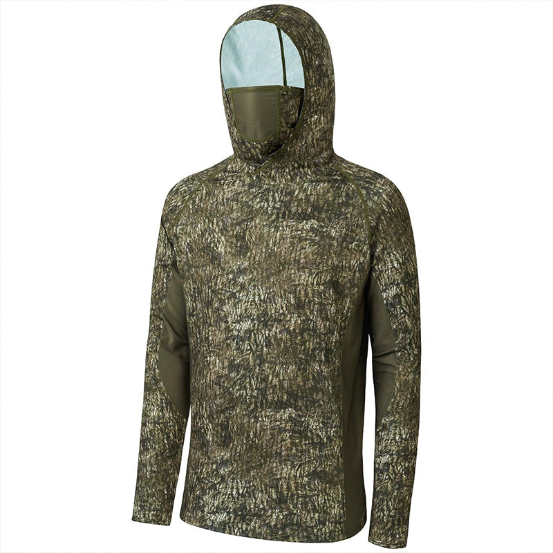 TWS UPF 50+ jachtshirt voor heren met masker – Camo vis-hoodie met lange mouwen