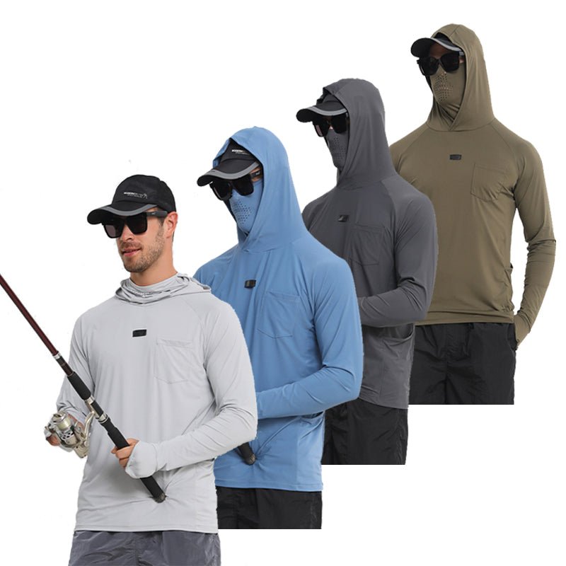 Lichtgewicht Sneldrogend UPF 50+ UV-Shirt met Capuchon en Ingebouwde Nekwarmer/Gezichtsmasker