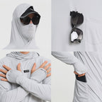 Lichtgewicht Sneldrogend UPF 50+ UV-Shirt met Capuchon en Ingebouwde Nekwarmer/Gezichtsmasker